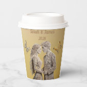 Bruid & bruidegom Huwelijkscadeaus Papieren Bekers (Voorkant)
