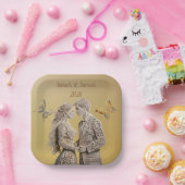 Bruid & bruidegom Huwelijkscadeaus Papieren Bordje (Feest)