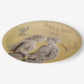 Bruid & bruidegom Huwelijkscadeaus Papieren Bordje (Gekanteld)