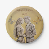 Bruid & bruidegom Huwelijkscadeaus Papieren Bordje (Voorkant)