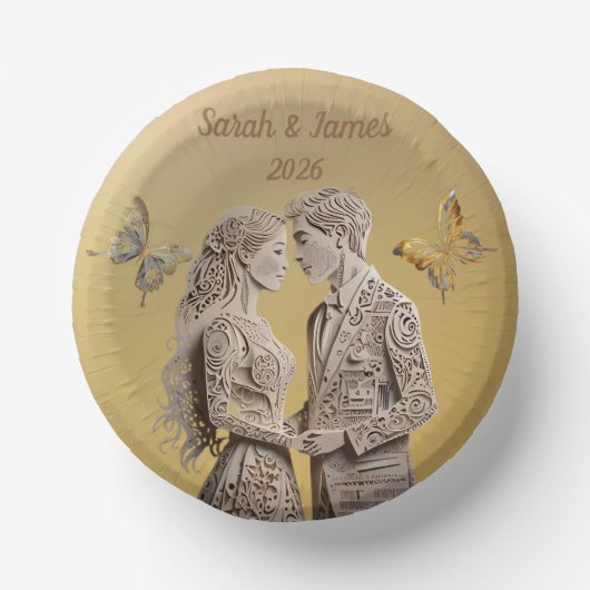 Bruid & bruidegom Huwelijkscadeaus Papieren Kommen (Voorkant)