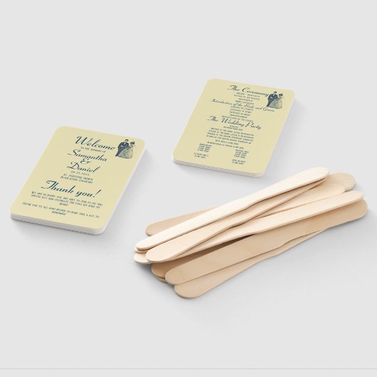  bruid bruidegom huwelijksceremonie programma handwaaier (Niet-gemonteerd)