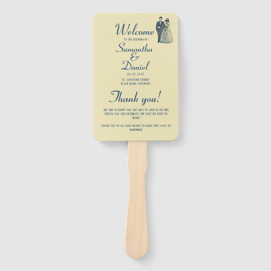  bruid bruidegom huwelijksceremonie programma handwaaier (Voorkant)