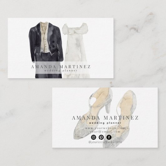 Bruid & bruidegom Huwelijksplanner Visitekaartje (Voorkant / Achterkant)