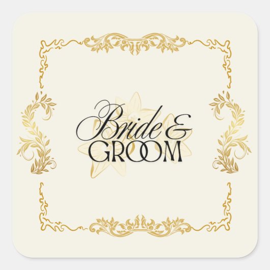 Bruid & Bruidegom Huwelijksstickers Vierkante Sticker (Voorkant)