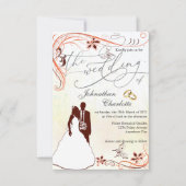 Bruid bruidegom illustratie bruiloft uitnodiging (Voorkant)