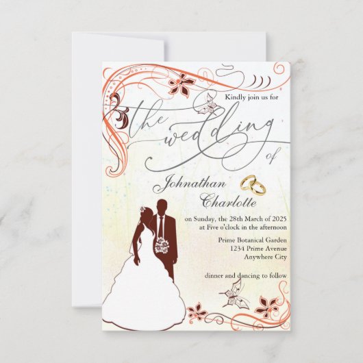 Bruid bruidegom illustratie bruiloft uitnodiging (Voorkant)