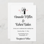 Bruid & Bruidegom Koppel Uitnodiging (Voorkant / Achterkant)