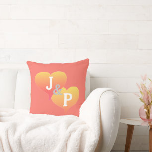 bruid bruidegom koraal turquoise omkeerbaar kussen