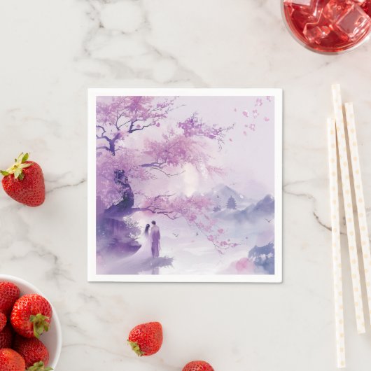 Bruid & Bruidegom Lavendel Theme Wedding Servet (Insitu)