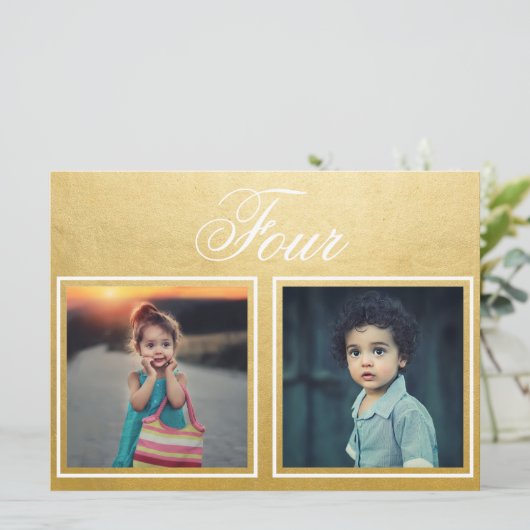 Bruid Bruidegom Leeftijd Elegant Klasse Gouden Taf Kaart (Staand voorkant)