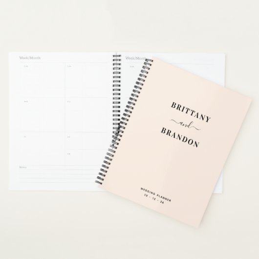 Bruid & bruidegom Minimalistisch Modern Blush Roze Planner (Display)