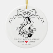 Bruid & Bruidegom Motorfiets Kerstmis Keramisch Ornament (Voorkant)