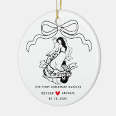 Bruid & Bruidegom Motorfiets Kerstmis Keramisch Ornament (Links)