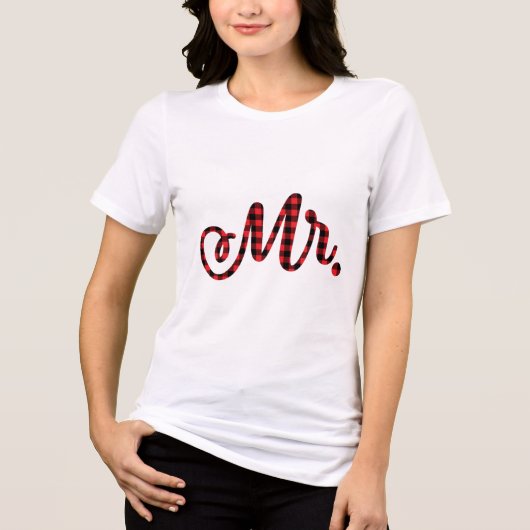 bruid bruidegom Mr. Mrs. Kerstmis bruiloft matchin Tri-Blend Shirt (Voorkant)