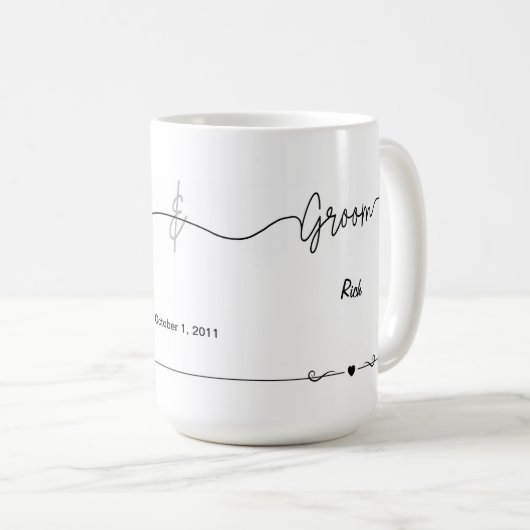 Bruid & bruidegom Naam en Datum (RT bruidegom/LT b Koffiemok (Voorkant rechts)