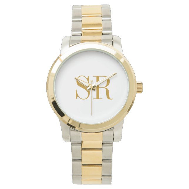 Bruid Bruidegom Naam Initiaal Monogram Huwelijk Aa Horloge (Voorkant)