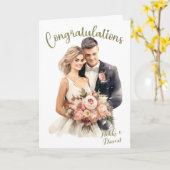 Bruid & bruidegom namen aangepaste bruiloft gefeli kaart (Gele Bloem)