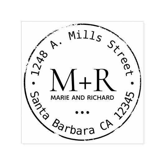 Bruid bruidegom namen monogram bruiloft adres  zelfinktende stempel (Design)