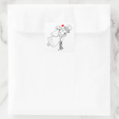 bruid bruidegom net getrouwd bruiloft zwart wit vierkante sticker (Tas)