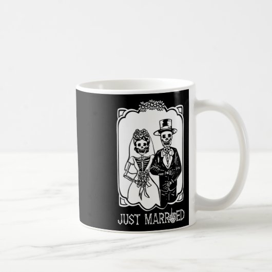 Bruid Bruidegom Net Getrouwd Skelet Halloween Kopp Koffiemok (Rechts)