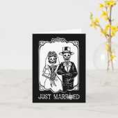 Bruid Bruidegom Net Getrouwd Skeleton Halloween Pa Kaart (Gele Bloem)