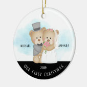 Bruid & Bruidegom Ons eerste kerstfeest Keramisch Ornament (Links)