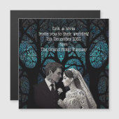 Bruid & Bruidegom op een achtergrond van de levens Magnetische Uitnodiging (Voorkant / Achterkant)