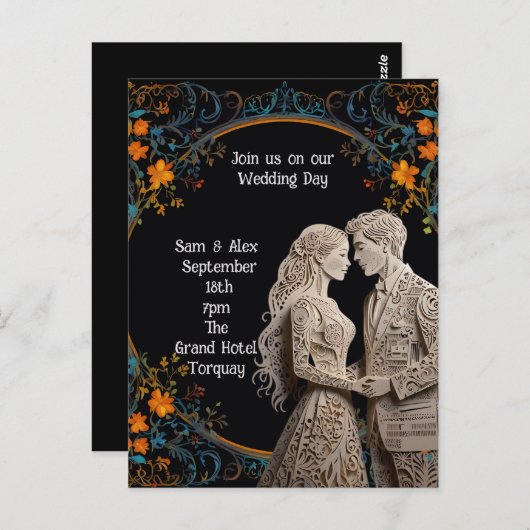 Bruid & Bruidegom Persoonlijke Huwelijk Briefkaart (Voorkant / Achterkant)