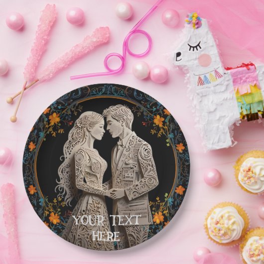 Bruid & Bruidegom Persoonlijke Huwelijk Papieren Bordje (Feest)