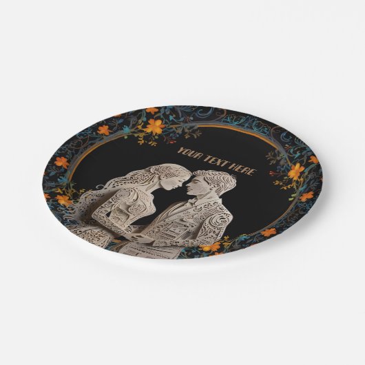 Bruid & Bruidegom Persoonlijke Huwelijk Papieren Bordje (Gekanteld)