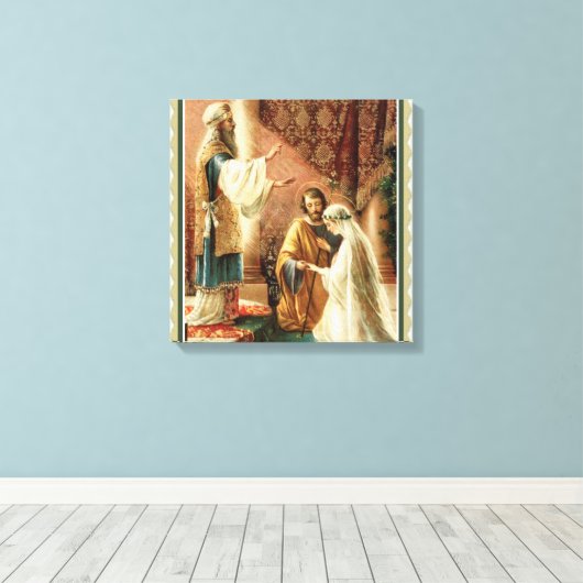bruid & bruidegom priester bruiloft Verloving Canvas Afdruk (Insitu (Houten vloer))