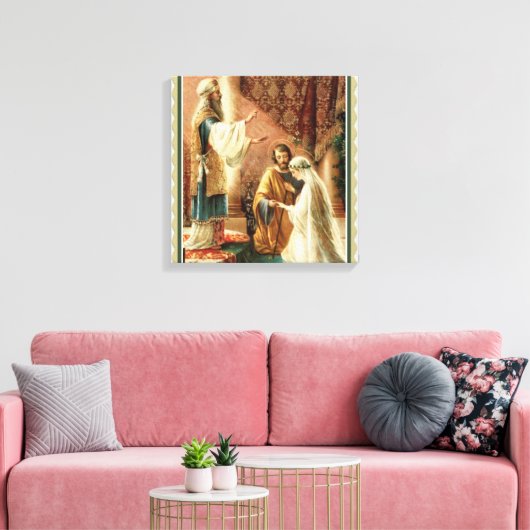 bruid & bruidegom priester bruiloft Verloving Canvas Afdruk (Insitu (Woonkamer))