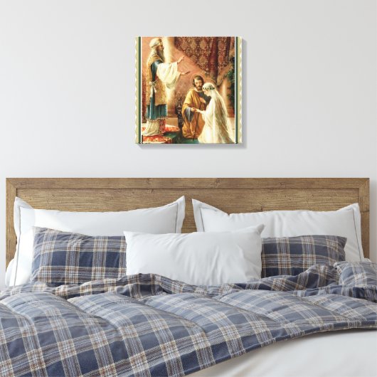 bruid & bruidegom priester bruiloft Verloving Canvas Afdruk (Insitu (Slaapkamer))