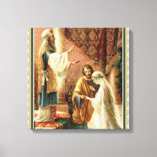 bruid & bruidegom priester bruiloft Verloving Canvas Afdruk