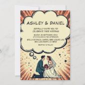 Bruid & Bruidegom Retro Pop Art Strip Stijl Trouwe Kaart (Voorkant)