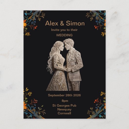 Bruid & bruidegom Royal Classic Briefkaart (Voorkant)