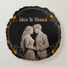 Bruid & bruidegom Royal Classic Rond Kussen