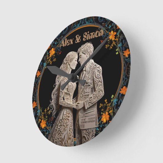 Bruid & bruidegom Royal Classic Ronde Klok (Hoek)