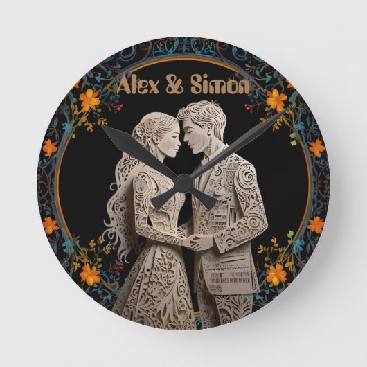 Bruid & bruidegom Royal Classic Ronde Klok (Voorkant)