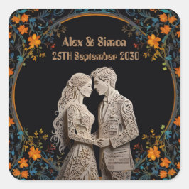 Bruid & Bruidegom Royal Classic Vierkante Sticker