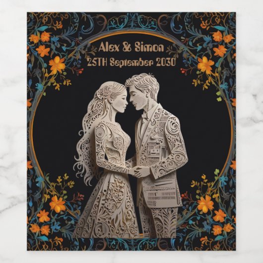 Bruid & Bruidegom Royal Classic Wijn Etiket (Enkel label)