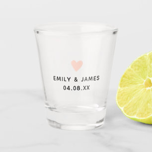 Bruid Bruidegom Roze Hart Verloving Huwelijksgunst Shot Glas