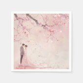 Bruid & Bruidegom Roze Theme Wedding Servet (Voorkant)