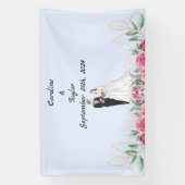 Bruid, bruidegom & Rozen huwelijksfeest Banner (Verticaal)