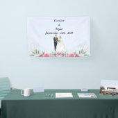 Bruid, bruidegom & Rozen huwelijksfeest Banner (Beurs)