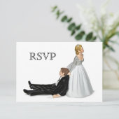 Bruid & Bruidegom RSVP Kaart (Staand voorkant)