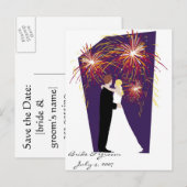 Bruid & Bruidegom Save the Date-July 4th Weddings Aankondigingskaart (Voorkant / Achterkant)