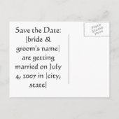 Bruid & Bruidegom Save the Date-July 4th Weddings Aankondigingskaart (Achterkant)