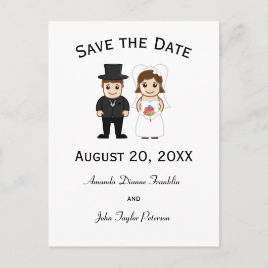 Bruid & Bruidegom - Save the Date Postkaart Aankondigingskaart (Voorkant)